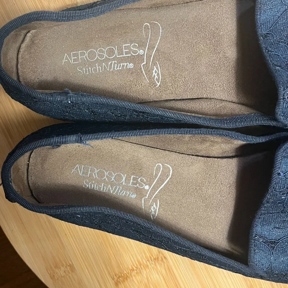 AEROSOLES Sparkle Midnight Blue Slip-on Shoes Women's Sz 9 EUC - Picture 9 of 9